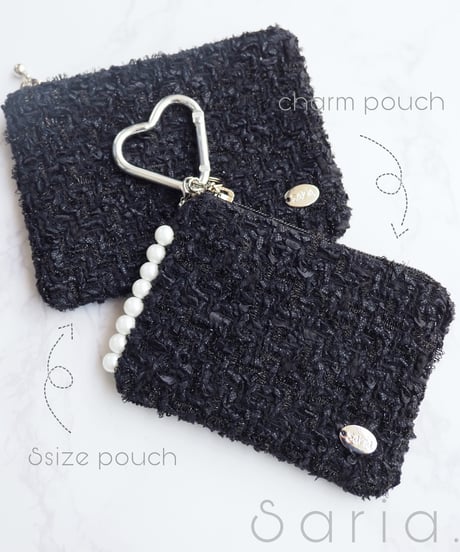 side pearl×black×lamé russell fringe（charm pouch）