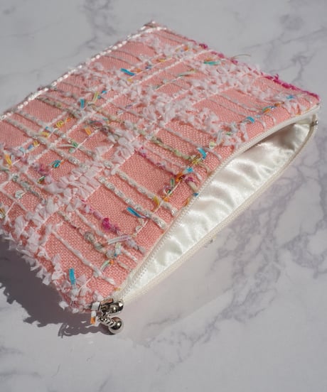 【M size】peachpink×white line（pouch）