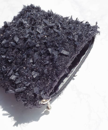 【内布防水・マチ付き】black×feather（pouch）