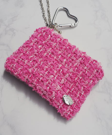 rose pink tweed（charm pouch）