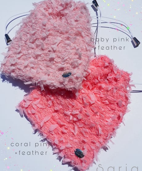 coral pink×feather（kinchaku）