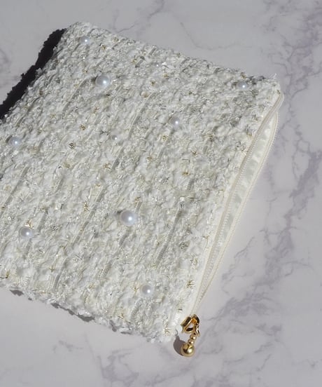 【M size】pearl×white couture tweed（pouch）