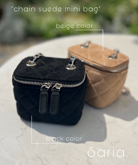 ラスト1点【即納】chain suede mini bag （black）