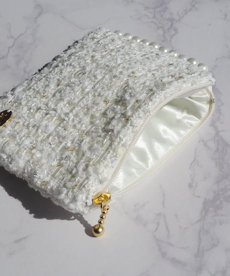 side pearl×white couture tweed（pouch）