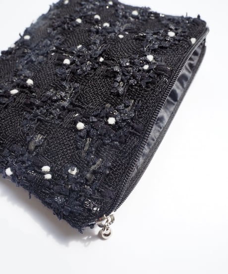 【M size】black×silver and white pompom（pouch）