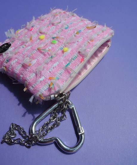 pink×white×feather（charm pouch）