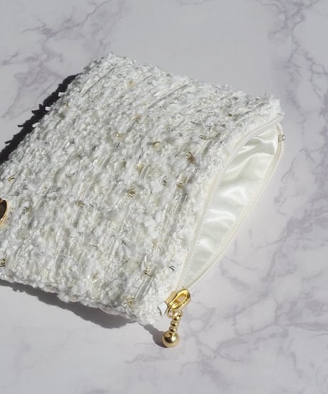 white couture tweed（pouch）