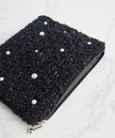 【M size】pearl×black×lamé russell fringe（pouch）