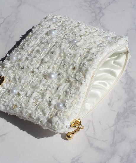 pearl×white couture tweed（pouch）