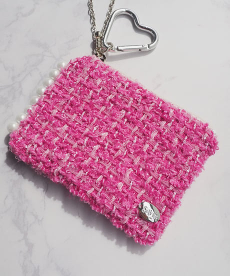sidepearl×rose pink tweed（charm pouch）