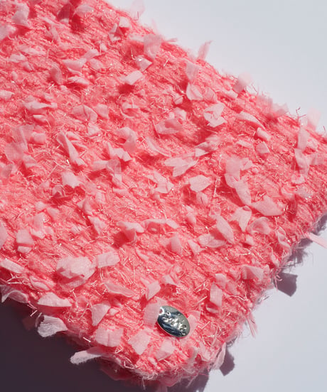 【マチ付き】coral pink×feather（pouch）