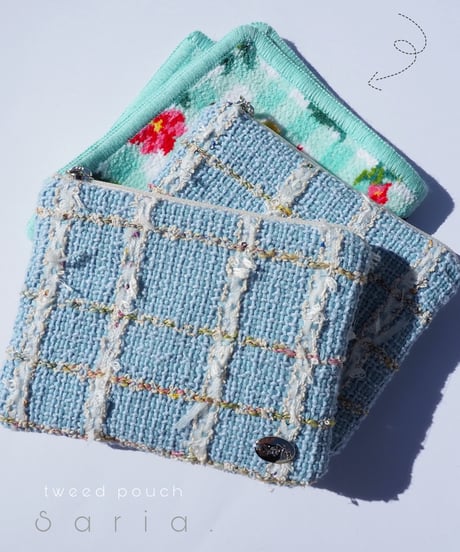 Sky Blue White×Multicoloured Check（pouch）