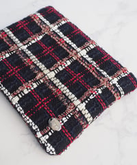 【M size】black×red white check（pouch）