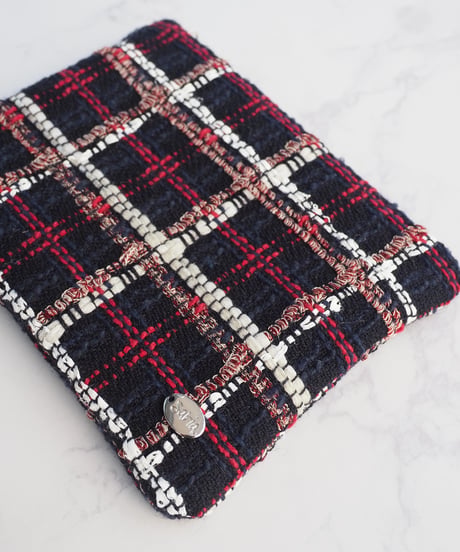 【M size】black×red white check（pouch）