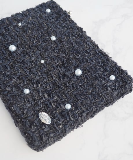 【M size】pearl×black×lamé russell fringe（pouch）
