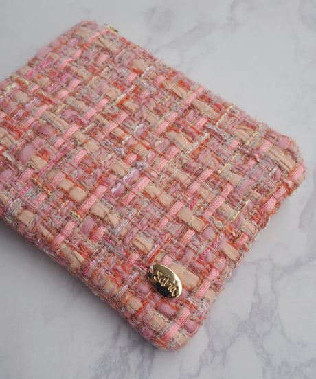 coral pink scramble（pouch）【gold charm】