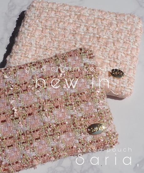 shell pink×white（pouch）【gold charm】