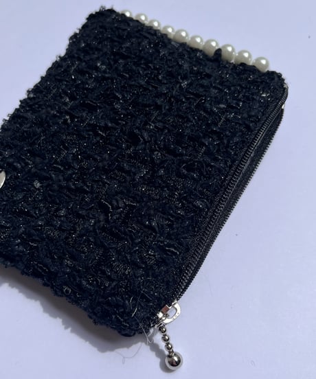 side pearl×black×lamé russell fringe（pouch）