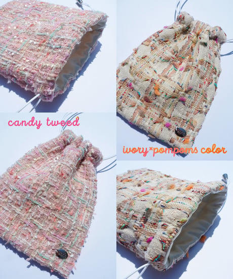 ivory×pompoms color（kinchaku）