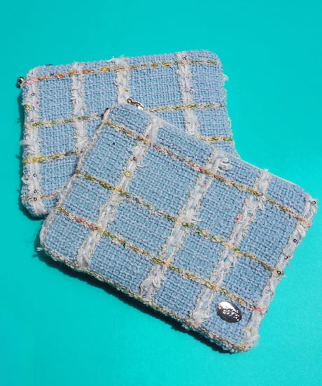 Sky Blue White×Multicoloured Check（pouch）