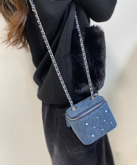 ラスト1点【即納】chain denim mini bag（pearl version）