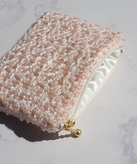 shell pink×white（pouch）【gold charm】