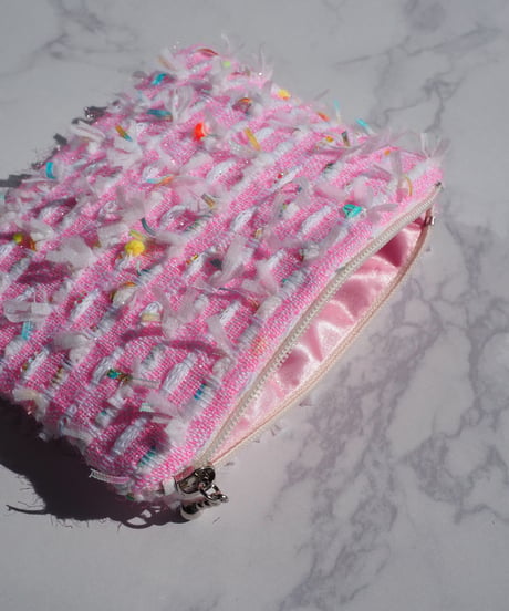 pink×white×feather（pouch）