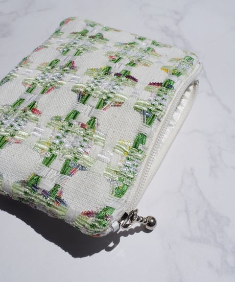 mist mint×white check（pouch）