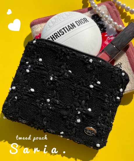 black×silver and white pompom（pouch）