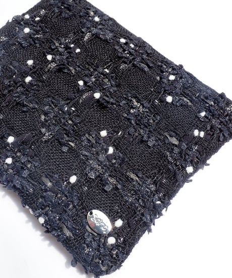 【M size】black×silver and white pompom（pouch）