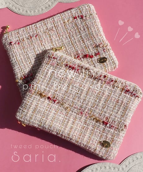 【M size】pink beige×gold（pouch）