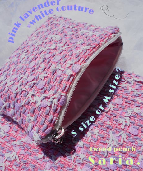 【M size】pink lavender×white couture（pouch）