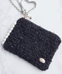 side pearl×black×lamé russell fringe（charm pouch）