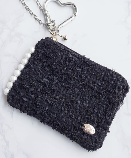side pearl×black×lamé russell fringe（charm pouch）