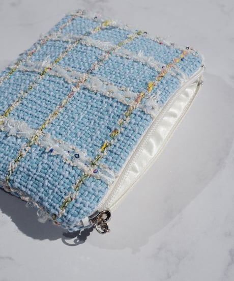 Sky Blue White×Multicoloured Check（pouch）