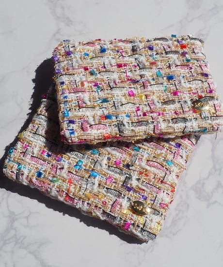 gold×colorful tweed（pouch）【gold charm】