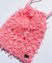 【内布防水】coral pink×feather（kinchaku）