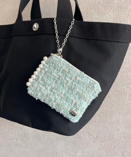 sidepearl×light blue×silver（charm pouch）