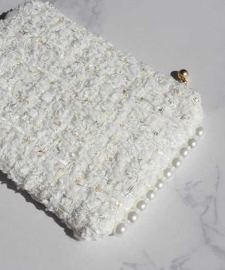 side pearl×white couture tweed（pouch）
