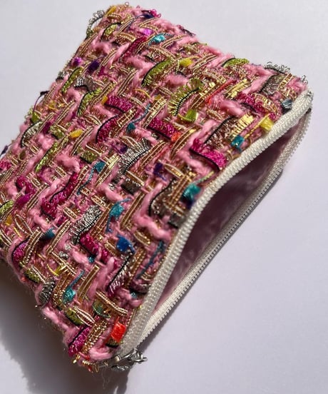 pink×gold×colorful line（pouch）