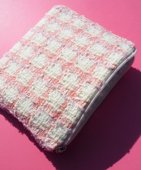 【M size】peach pink×white（pouch）