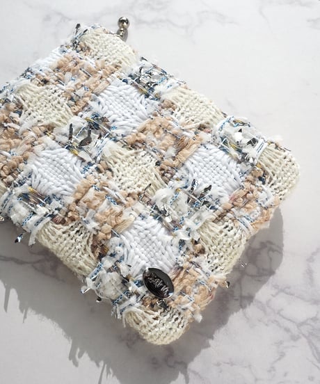 écru×beige check（pouch)