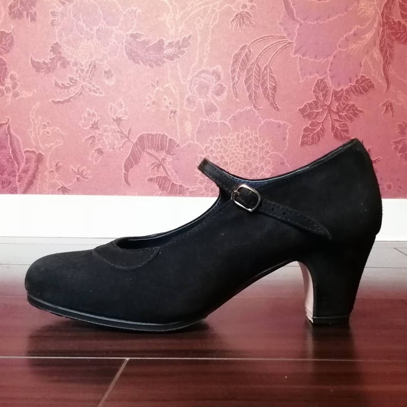 スウェード黒フラメンコシューズ