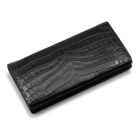 クロコダイル メンズ 長財布（ブラック）日本製