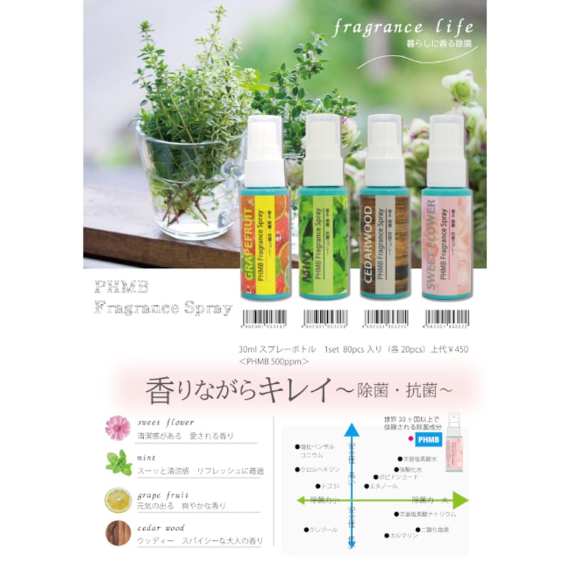 プレクシード CL 手ゆびの除菌・消毒スプレー 手指 除菌 抗菌 携帯用 消毒 PHMBフレグランススプレー8本セット