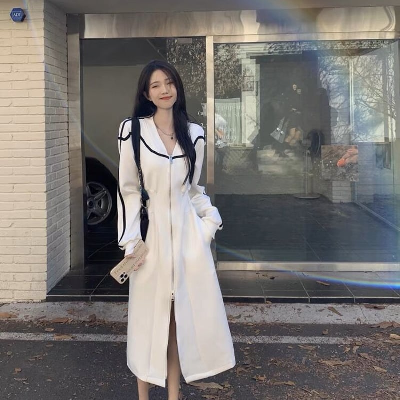 フロントジップワンピース白 | SHARA