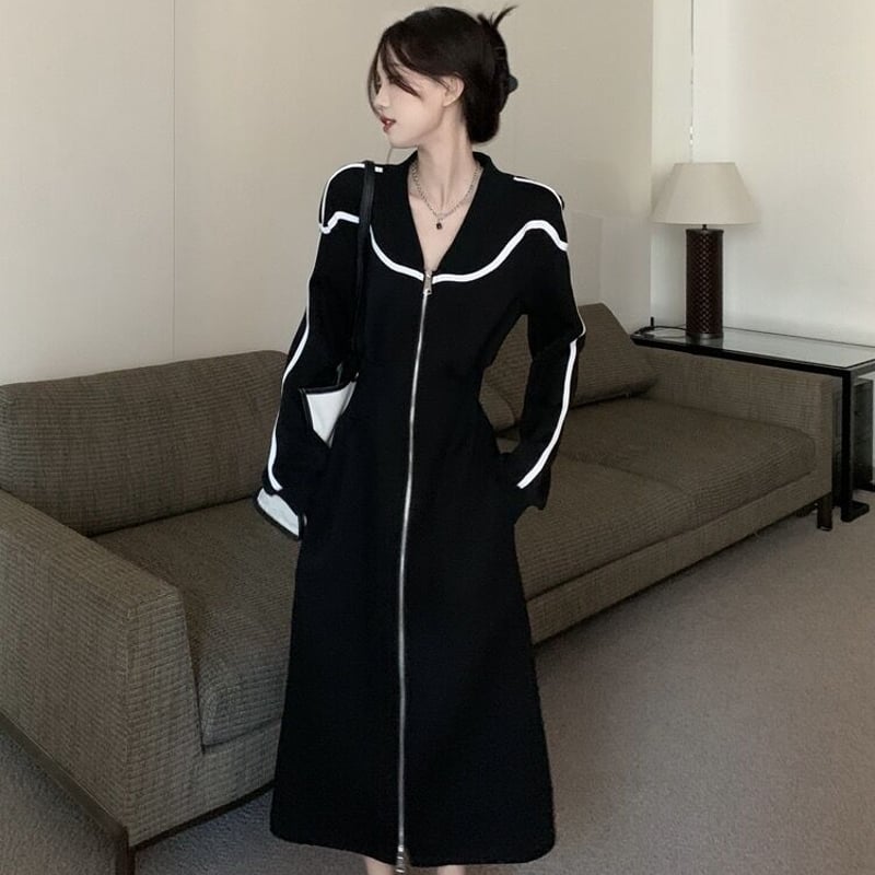 フロントジップワンピース黒 | SHARA フロントジップワンピース黒 | SHARA
