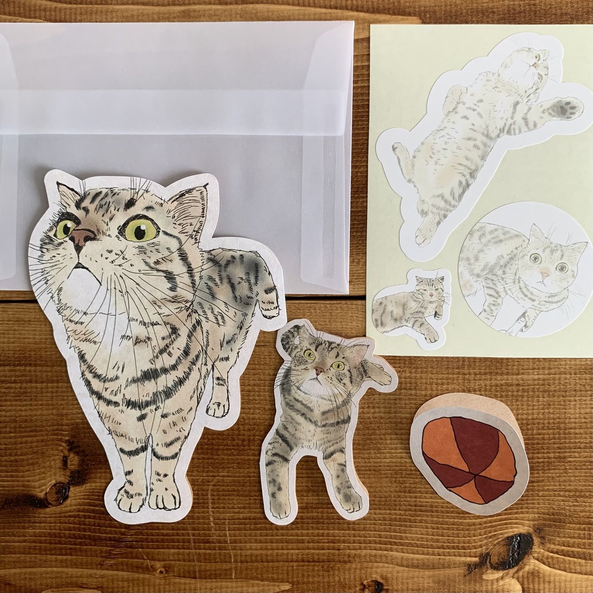 ねこだらけキジトラの子【切り抜きレターセット】 | 切り抜き