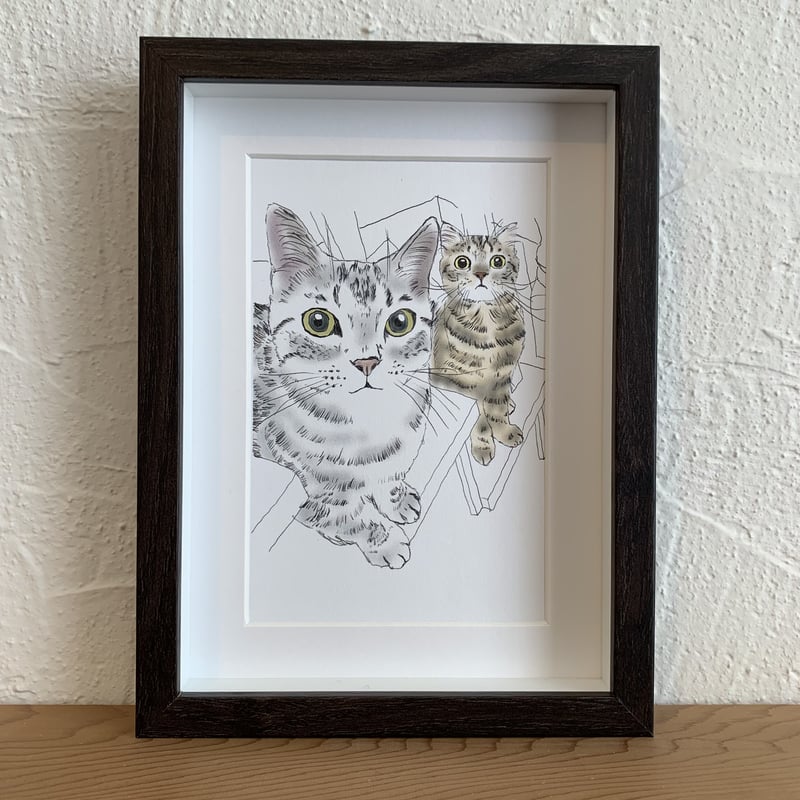額縁ご確認ページプカプカ猫ひらめき猫×2 おまもり猫