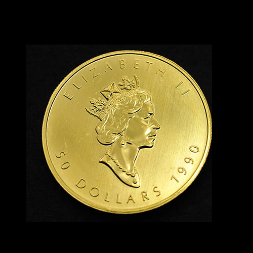 中古希少】1990年カナダ「メープルリーフ」24k金貨 1oz (31.1g)【配